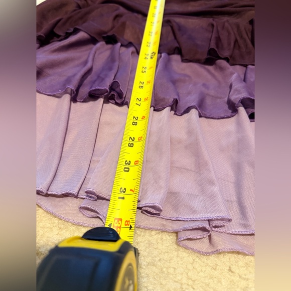 Plum Halter Cocktail Dress Ruffle Hem Beaded Waist Y2K Party Medium - Picture 14 of 16